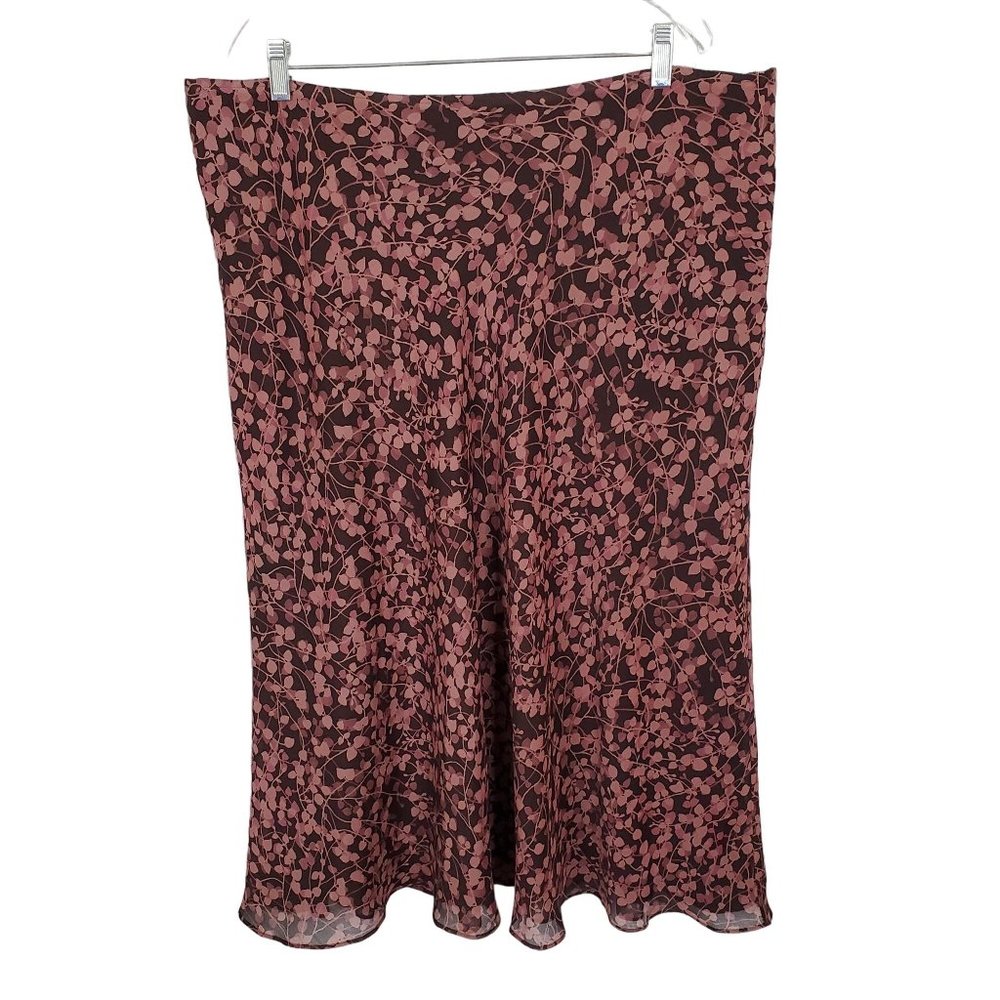 Liz & Co Woman Size 3X Skirt Crepe Floral Print Lined Stretch Waist Midi